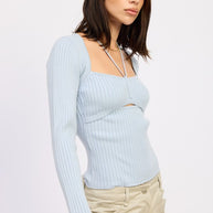 SQUARED NECK KNIT TOP WITH CUT OUT DETAIL-Emory Park-[option4]-[option5]-[option6]-[option7]-[option8]-Shop-Boutique-Clothing-for-Women-Online