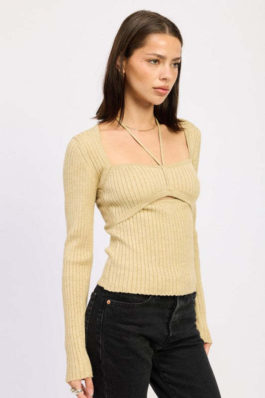 SQUARED NECK KNIT TOP WITH CUT OUT DETAIL-Emory Park-[option4]-[option5]-[option6]-[option7]-[option8]-Shop-Boutique-Clothing-for-Women-Online