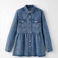 Long sleeve denim button front top-Miss Sparkling-[option4]-[option5]-[option6]-[option7]-[option8]-Shop-Boutique-Clothing-for-Women-Online