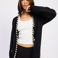 LEATHER TRIM CARDIGAN WITH BUTTONS-Emory Park-[option4]-[option5]-[option6]-[option7]-[option8]-Shop-Boutique-Clothing-for-Women-Online