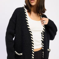 LEATHER TRIM CARDIGAN WITH BUTTONS-Emory Park-[option4]-[option5]-[option6]-[option7]-[option8]-Shop-Boutique-Clothing-for-Women-Online