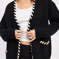 LEATHER TRIM CARDIGAN WITH BUTTONS-Emory Park-[option4]-[option5]-[option6]-[option7]-[option8]-Shop-Boutique-Clothing-for-Women-Online