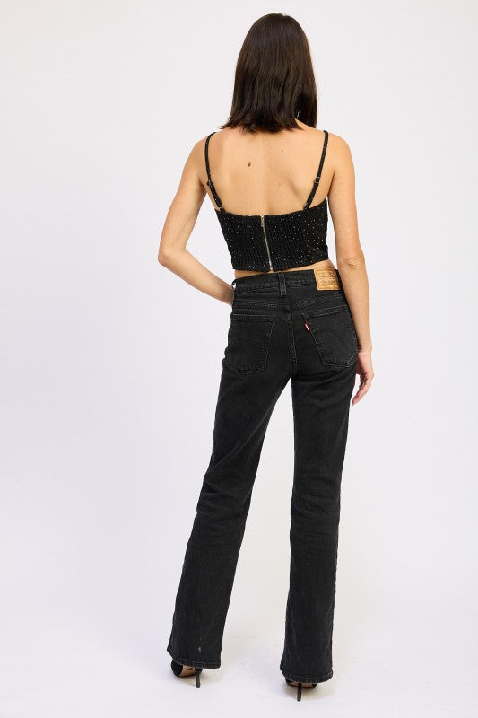 DENIM HOTFIX CROPPED TOP-Emory Park-[option4]-[option5]-[option6]-[option7]-[option8]-Shop-Boutique-Clothing-for-Women-Online
