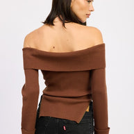 RIBBED OFF SHOULDER SWEATER WITH ZIPPER-Emory Park-[option4]-[option5]-[option6]-[option7]-[option8]-Shop-Boutique-Clothing-for-Women-Online