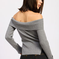 RIBBED OFF SHOULDER SWEATER WITH ZIPPER-Emory Park-[option4]-[option5]-[option6]-[option7]-[option8]-Shop-Boutique-Clothing-for-Women-Online