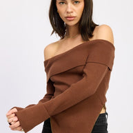 RIBBED OFF SHOULDER SWEATER WITH ZIPPER-Emory Park-[option4]-[option5]-[option6]-[option7]-[option8]-Shop-Boutique-Clothing-for-Women-Online