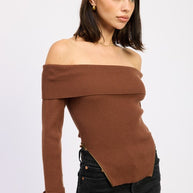 RIBBED OFF SHOULDER SWEATER WITH ZIPPER-Emory Park-[option4]-[option5]-[option6]-[option7]-[option8]-Shop-Boutique-Clothing-for-Women-Online