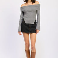 RIBBED OFF SHOULDER SWEATER WITH ZIPPER-Emory Park-[option4]-[option5]-[option6]-[option7]-[option8]-Shop-Boutique-Clothing-for-Women-Online