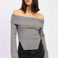RIBBED OFF SHOULDER SWEATER WITH ZIPPER-Emory Park-[option4]-[option5]-[option6]-[option7]-[option8]-Shop-Boutique-Clothing-for-Women-Online