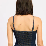 DENIM BUSTIER TOP WITH ZIPPER-Emory Park-[option4]-[option5]-[option6]-[option7]-[option8]-Shop-Boutique-Clothing-for-Women-Online
