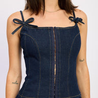 DENIM BUSTIER TOP WITH ZIPPER-Emory Park-[option4]-[option5]-[option6]-[option7]-[option8]-Shop-Boutique-Clothing-for-Women-Online