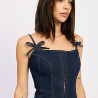 DENIM BUSTIER TOP WITH ZIPPER-Emory Park-[option4]-[option5]-[option6]-[option7]-[option8]-Shop-Boutique-Clothing-for-Women-Online