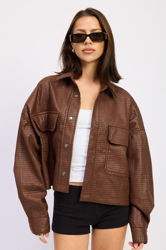 CHINTZ TEXTURED KNIT CROP JACKET-Emory Park-BROWN-S-[option4]-[option5]-[option6]-[option7]-[option8]-Shop-Boutique-Clothing-for-Women-Online