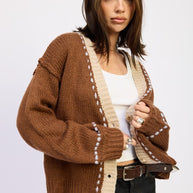 BUTTON DOWN CONTRASTED CARDIGAN-Emory Park-[option4]-[option5]-[option6]-[option7]-[option8]-Shop-Boutique-Clothing-for-Women-Online