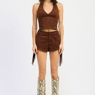 SUEDE FRINDGE SIDE SHORTS-Emory Park-[option4]-[option5]-[option6]-[option7]-[option8]-Shop-Boutique-Clothing-for-Women-Online