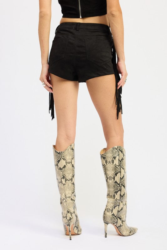 SUEDE FRINDGE SIDE SHORTS-Emory Park-[option4]-[option5]-[option6]-[option7]-[option8]-Shop-Boutique-Clothing-for-Women-Online