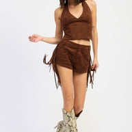SUEDE FRINDGE SIDE SHORTS-Emory Park-[option4]-[option5]-[option6]-[option7]-[option8]-Shop-Boutique-Clothing-for-Women-Online