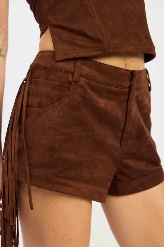 SUEDE FRINDGE SIDE SHORTS-Emory Park-[option4]-[option5]-[option6]-[option7]-[option8]-Shop-Boutique-Clothing-for-Women-Online