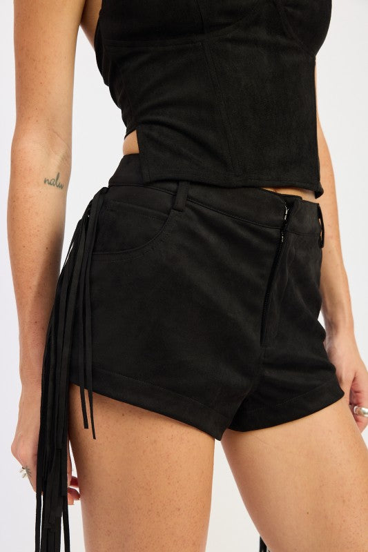 SUEDE FRINDGE SIDE SHORTS-Emory Park-[option4]-[option5]-[option6]-[option7]-[option8]-Shop-Boutique-Clothing-for-Women-Online
