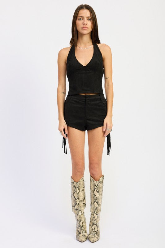 SUEDE FRINDGE SIDE SHORTS-Emory Park-[option4]-[option5]-[option6]-[option7]-[option8]-Shop-Boutique-Clothing-for-Women-Online