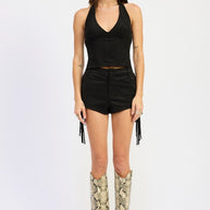 SUEDE FRINDGE SIDE SHORTS-Emory Park-[option4]-[option5]-[option6]-[option7]-[option8]-Shop-Boutique-Clothing-for-Women-Online