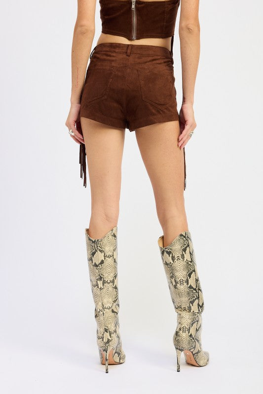 SUEDE FRINDGE SIDE SHORTS-Emory Park-[option4]-[option5]-[option6]-[option7]-[option8]-Shop-Boutique-Clothing-for-Women-Online