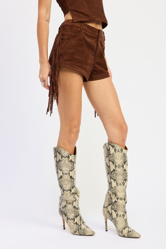 SUEDE FRINDGE SIDE SHORTS-Emory Park-[option4]-[option5]-[option6]-[option7]-[option8]-Shop-Boutique-Clothing-for-Women-Online