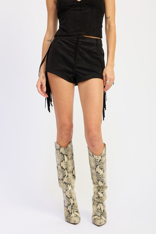 SUEDE FRINDGE SIDE SHORTS-Emory Park-[option4]-[option5]-[option6]-[option7]-[option8]-Shop-Boutique-Clothing-for-Women-Online