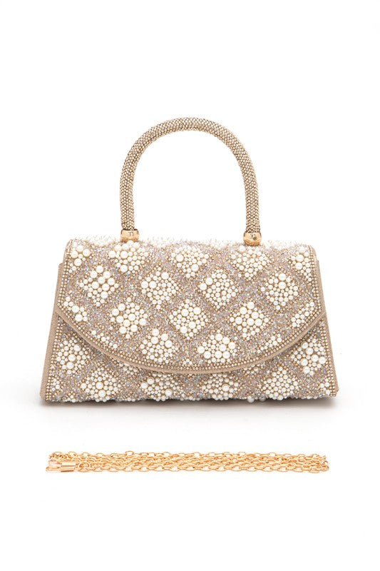 Rhinestone And Pearl Iconic Top Handle Clutch Bag-LA Jewelry Plaza-[option4]-[option5]-[option6]-[option7]-[option8]-Shop-Boutique-Clothing-for-Women-Online