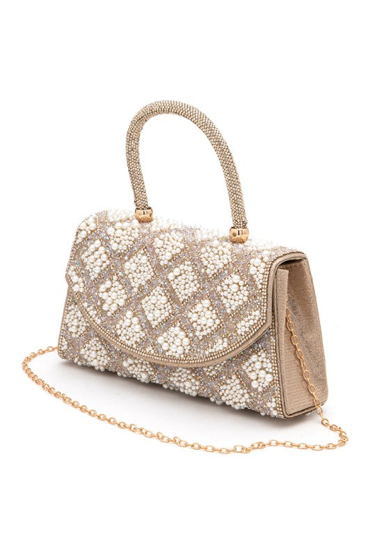 Rhinestone And Pearl Iconic Top Handle Clutch Bag-LA Jewelry Plaza-[option4]-[option5]-[option6]-[option7]-[option8]-Shop-Boutique-Clothing-for-Women-Online