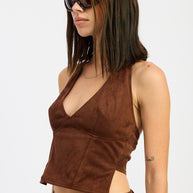 SUEDE HALTER TOP WITH BACK ZIPPER-Emory Park-[option4]-[option5]-[option6]-[option7]-[option8]-Shop-Boutique-Clothing-for-Women-Online