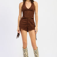 SUEDE HALTER TOP WITH BACK ZIPPER-Emory Park-[option4]-[option5]-[option6]-[option7]-[option8]-Shop-Boutique-Clothing-for-Women-Online