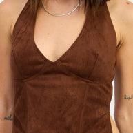 SUEDE HALTER TOP WITH BACK ZIPPER-Emory Park-[option4]-[option5]-[option6]-[option7]-[option8]-Shop-Boutique-Clothing-for-Women-Online