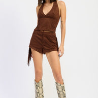 SUEDE HALTER TOP WITH BACK ZIPPER-Emory Park-[option4]-[option5]-[option6]-[option7]-[option8]-Shop-Boutique-Clothing-for-Women-Online