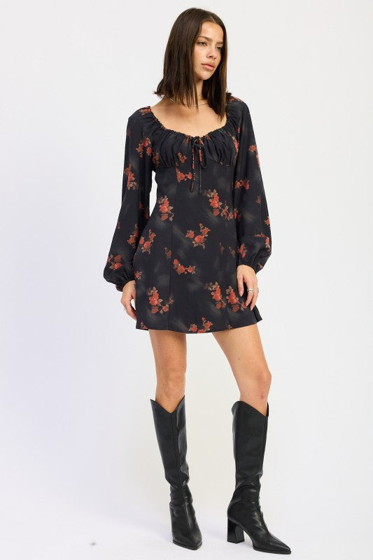 MINI LONG SLEEVE DRESS WITH SQUARE NECKLINE-Emory Park-[option4]-[option5]-[option6]-[option7]-[option8]-Shop-Boutique-Clothing-for-Women-Online