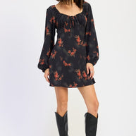 MINI LONG SLEEVE DRESS WITH SQUARE NECKLINE-Emory Park-[option4]-[option5]-[option6]-[option7]-[option8]-Shop-Boutique-Clothing-for-Women-Online