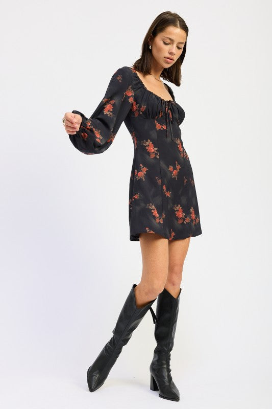 MINI LONG SLEEVE DRESS WITH SQUARE NECKLINE-Emory Park-[option4]-[option5]-[option6]-[option7]-[option8]-Shop-Boutique-Clothing-for-Women-Online