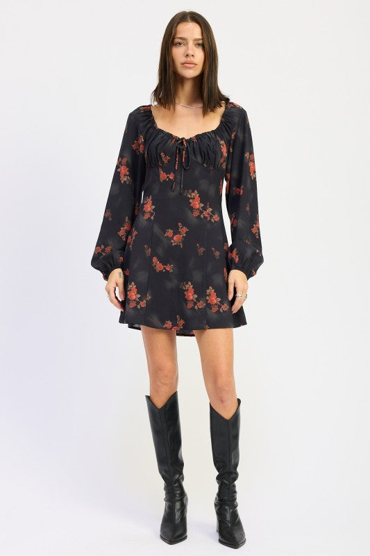 MINI LONG SLEEVE DRESS WITH SQUARE NECKLINE-Emory Park-[option4]-[option5]-[option6]-[option7]-[option8]-Shop-Boutique-Clothing-for-Women-Online