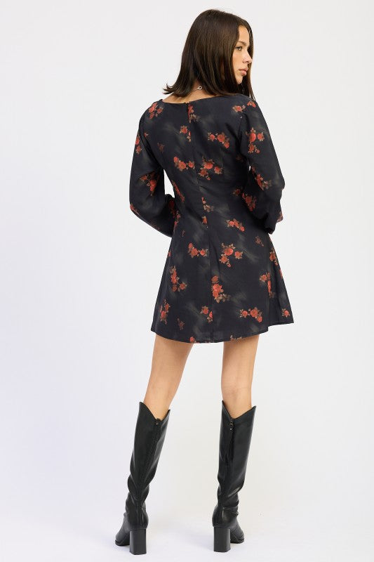 MINI LONG SLEEVE DRESS WITH SQUARE NECKLINE-Emory Park-[option4]-[option5]-[option6]-[option7]-[option8]-Shop-Boutique-Clothing-for-Women-Online
