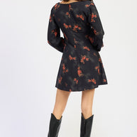 MINI LONG SLEEVE DRESS WITH SQUARE NECKLINE-Emory Park-[option4]-[option5]-[option6]-[option7]-[option8]-Shop-Boutique-Clothing-for-Women-Online
