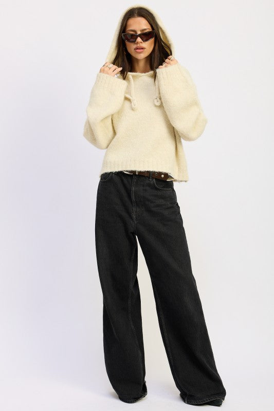 FRINGE HOODIE WITH DRAWSTRINGS-Emory Park-[option4]-[option5]-[option6]-[option7]-[option8]-Shop-Boutique-Clothing-for-Women-Online