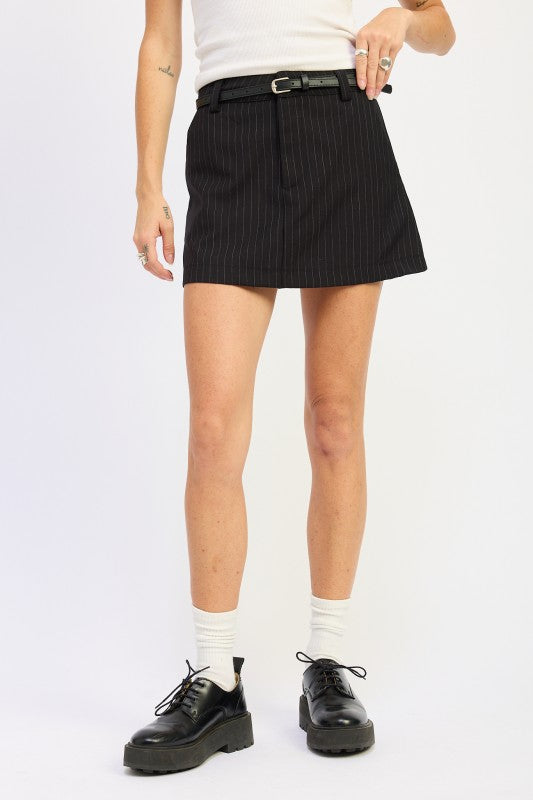 PINSTRIPE MINI SKIRT WITH BELT-Emory Park-[option4]-[option5]-[option6]-[option7]-[option8]-Shop-Boutique-Clothing-for-Women-Online