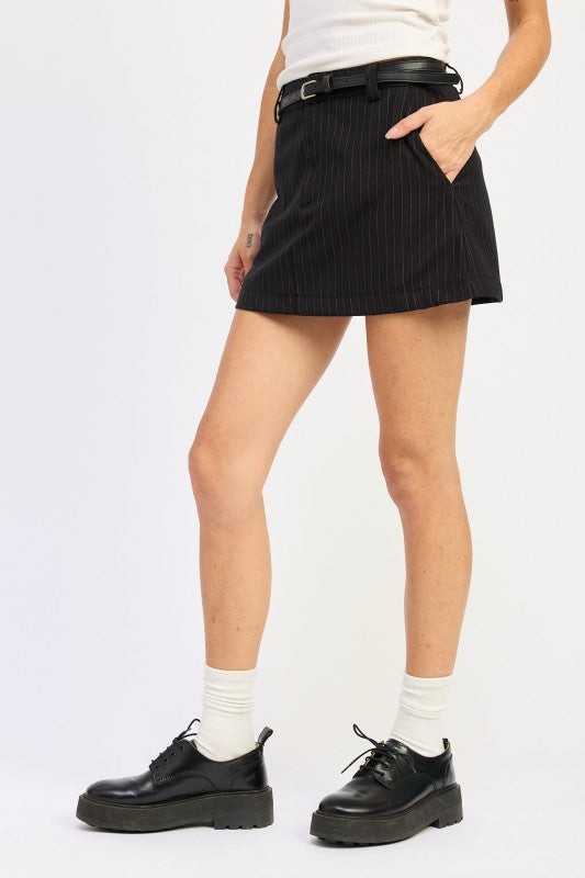 PINSTRIPE MINI SKIRT WITH BELT-Emory Park-[option4]-[option5]-[option6]-[option7]-[option8]-Shop-Boutique-Clothing-for-Women-Online