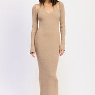 HALTER NECK LONG SLEEVEE MIDI DRESS-Emory Park-[option4]-[option5]-[option6]-[option7]-[option8]-Shop-Boutique-Clothing-for-Women-Online