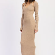 HALTER NECK LONG SLEEVEE MIDI DRESS-Emory Park-[option4]-[option5]-[option6]-[option7]-[option8]-Shop-Boutique-Clothing-for-Women-Online