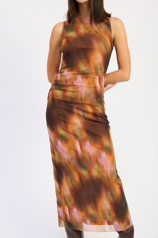 PRINTED MIDI SLEEVELESS DRESS-Emory Park-[option4]-[option5]-[option6]-[option7]-[option8]-Shop-Boutique-Clothing-for-Women-Online