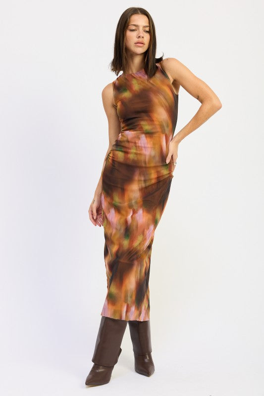 PRINTED MIDI SLEEVELESS DRESS-Emory Park-[option4]-[option5]-[option6]-[option7]-[option8]-Shop-Boutique-Clothing-for-Women-Online