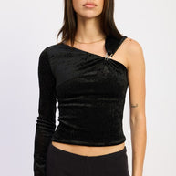 ONE SHOULDER TOP WITH HARDWARE DETAIL-Emory Park-[option4]-[option5]-[option6]-[option7]-[option8]-Shop-Boutique-Clothing-for-Women-Online