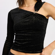 ONE SHOULDER TOP WITH HARDWARE DETAIL-Emory Park-[option4]-[option5]-[option6]-[option7]-[option8]-Shop-Boutique-Clothing-for-Women-Online