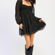 LONG SLEEVE SMOCKED BABY DOLL MINI DRESS-Emory Park-[option4]-[option5]-[option6]-[option7]-[option8]-Shop-Boutique-Clothing-for-Women-Online
